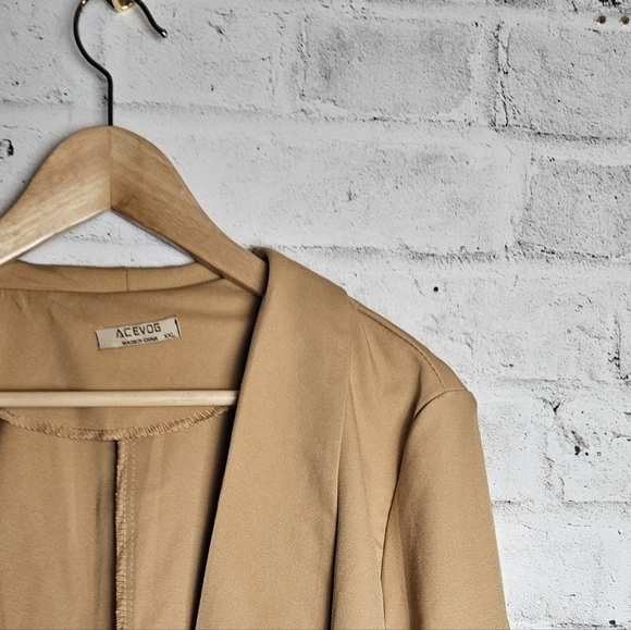 Acevog Tan Open Front Blazer Women’s XXL Draped Business Casual - Picture 3 of 6